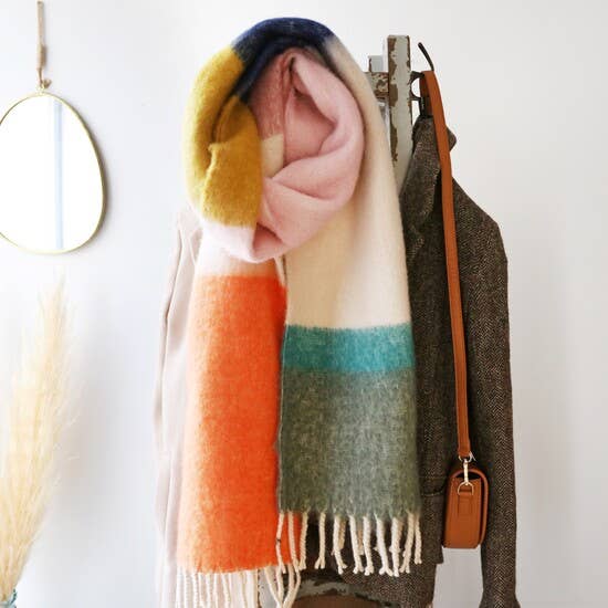 Colorful scarf color block winter fall oversized scarf