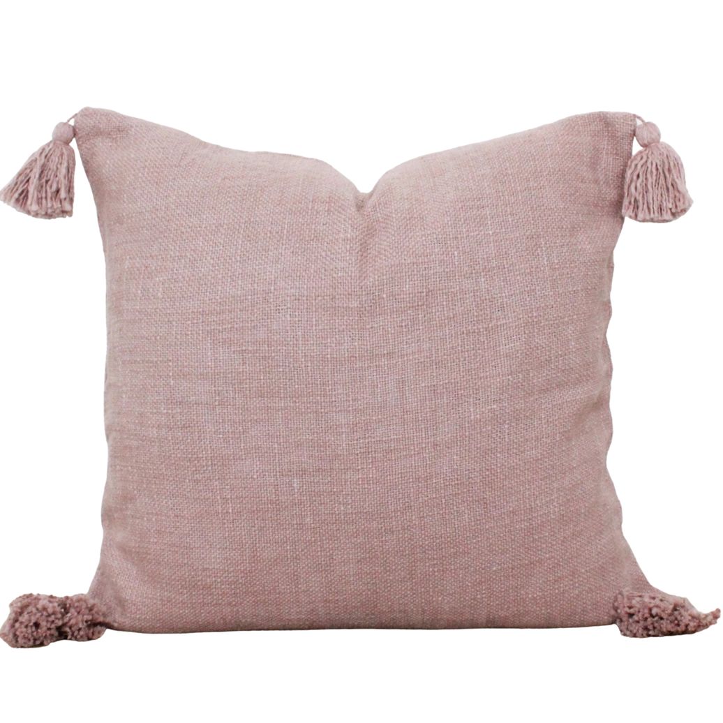 Dusty rose pillow cover with tassels