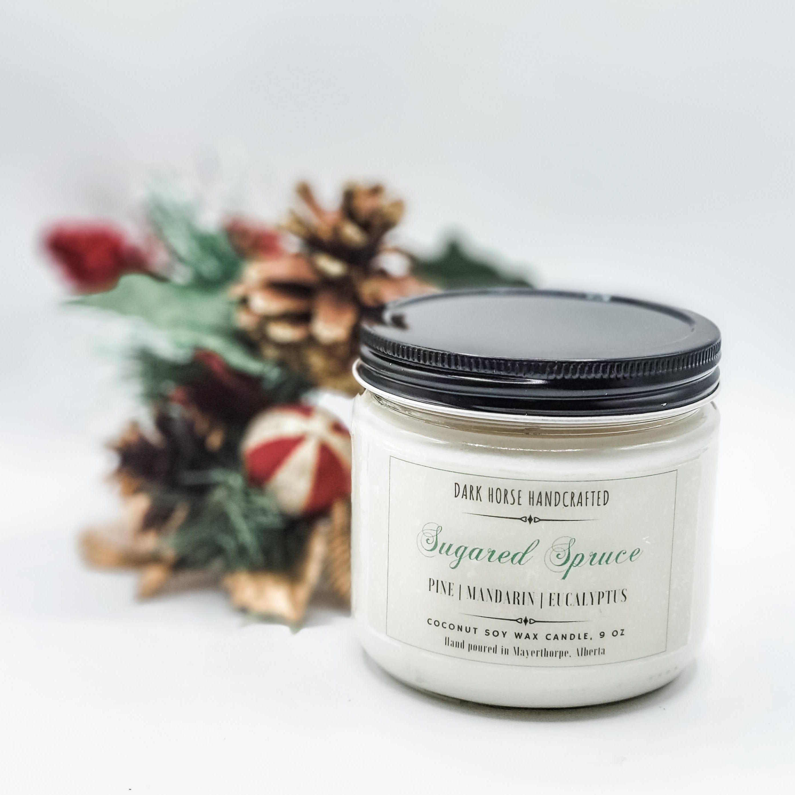 Scented Candle white pine, spruce, raspberries, winter, holiday git