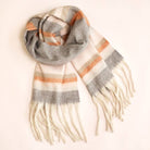 Orange and Grey and White Stripe scarf oversized